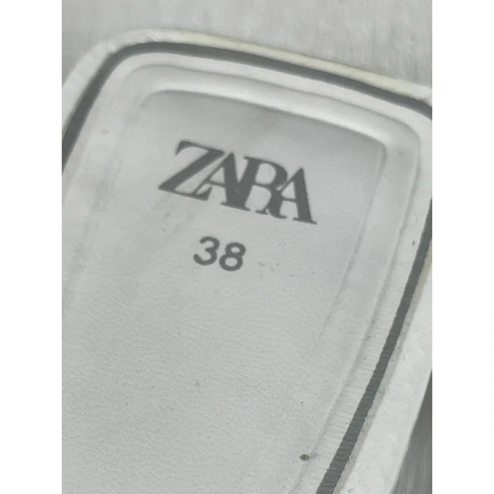 Zara White Bow Kitten Tiny Heal Slip On Point Toe Snake Skin Style Women 38 7.5 - Picture 11 of 14